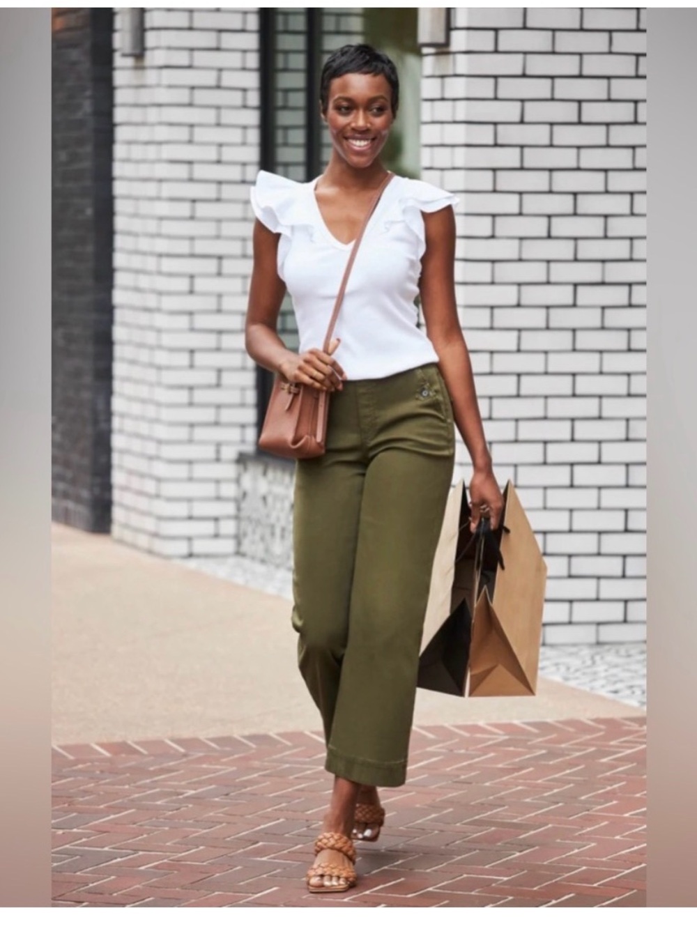 SPANX Olive Wide-Leg Cropped Pants for Women